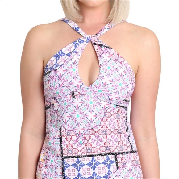 “NANETTE LEPORE” Maeve Patchwork Keyhole Tankini Top - Picture 2 of 15